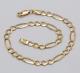 9ct Solid Yellow Gold Mens 5mm Figaro Link Chain Bracelet 8.5 Inch Brand New