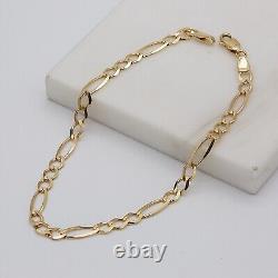 9ct Solid Yellow Gold Mens 5mm Figaro Link Chain Bracelet 8.5 Inch Brand New