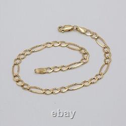 9ct Solid Yellow Gold Mens 5mm Figaro Link Chain Bracelet 8.5 Inch Brand New