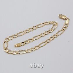 9ct Solid Yellow Gold Mens 5mm Figaro Link Chain Bracelet 8.5 Inch Brand New