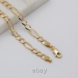 9ct Solid Yellow Gold Mens 5mm Figaro Link Chain Bracelet 8.5 Inch Brand New