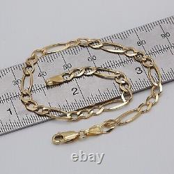 9ct Solid Yellow Gold Mens 5mm Figaro Link Chain Bracelet 8.5 Inch Brand New