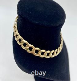 9ct Thick Unisex Yellow Gold Curb Bracelet 8 Excellent Condition