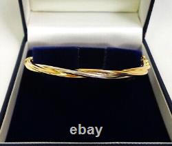 9ct Two Colour Gold Twist Bangle Diameter 70 x 60 mm S6961