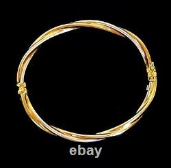 9ct Two Colour Gold Twist Bangle Diameter 70 x 60 mm S6961