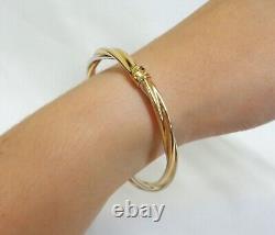 9ct Two Colour Gold Twist Bangle Diameter 70 x 60 mm S6961