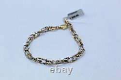 9ct Two-Tone Fancy Link Bracelet Hallmarked spiral yellow and white gold