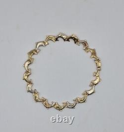 9ct Two Tone Gold Dolphin Bracelet