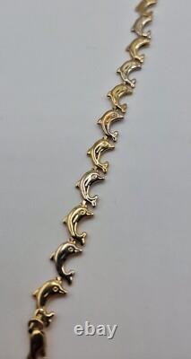 9ct Two Tone Gold Dolphin Bracelet