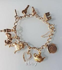 9ct Vintage Gold Charm Bracelet 21gms