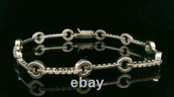 9ct White Gold & Diamond Hoop and Bar Style Bracelet 7 1/2