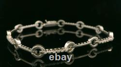 9ct White Gold & Diamond Hoop and Bar Style Bracelet 7 1/2