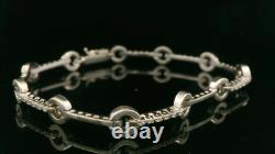 9ct White Gold & Diamond Hoop and Bar Style Bracelet 7 1/2