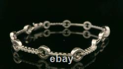 9ct White Gold & Diamond Hoop and Bar Style Bracelet 7 1/2