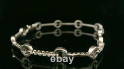9ct White Gold & Diamond Hoop and Bar Style Bracelet 7 1/2