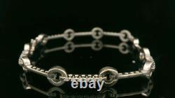9ct White Gold & Diamond Hoop and Bar Style Bracelet 7 1/2