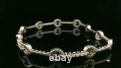 9ct White Gold & Diamond Hoop and Bar Style Bracelet 7 1/2