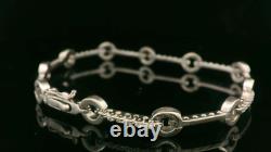 9ct White Gold & Diamond Hoop and Bar Style Bracelet 7 1/2