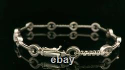 9ct White Gold & Diamond Hoop and Bar Style Bracelet 7 1/2