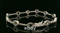 9ct White Gold & Diamond Hoop and Bar Style Bracelet 7 1/2