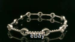 9ct White Gold & Diamond Hoop and Bar Style Bracelet 7 1/2