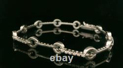 9ct White Gold & Diamond Hoop and Bar Style Bracelet 7 1/2