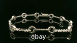 9ct White Gold & Diamond Hoop and Bar Style Bracelet 7 1/2