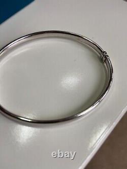 9ct White Gold Hinged Bracelet Bangle Hallmarked 375 VERY NICE CONDITION 18cm