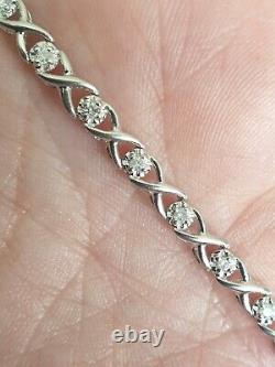 9ct White Gold Kiss 0.50ct Diamond Bracelet 7.5 Inches