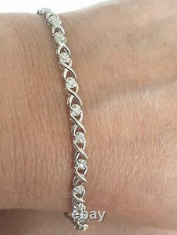 9ct White Gold Kiss 0.50ct Diamond Bracelet 7.5 Inches