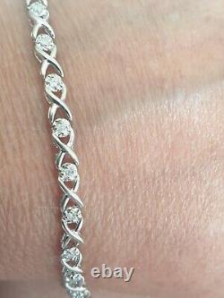 9ct White Gold Kiss 0.50ct Diamond Bracelet 7.5 Inches