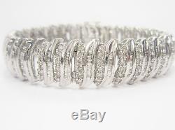 9ct White Gold Ladies Very Wide 5.25ct Diamond Tennis Bracelet