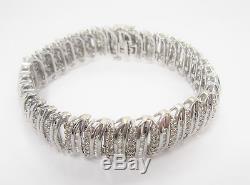 9ct White Gold Ladies Very Wide 5.25ct Diamond Tennis Bracelet