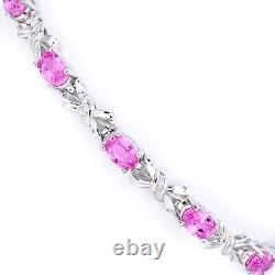 9ct White Gold Pink Sapphire & Diamond Ladies Bracelet