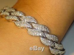 9ct White Gold h/m natural Diamond 2.00 carat 380 diamonds heavy bracelet 16.4 g