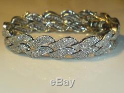 9ct White Gold h/m natural Diamond 2.00 carat 380 diamonds heavy bracelet 16.4 g