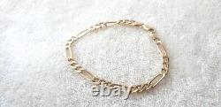 9ct YELLOW GOLD FIGARO BRACELET STAMPED 375 7.5 inches 2.7 g