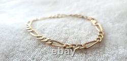 9ct YELLOW GOLD FIGARO BRACELET STAMPED 375 7.5 inches 2.7 g