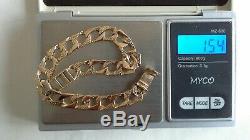 9ct YELLOW GOLD SOLID FLAT TEXTURED CURB BRACELET 15.4g PREOWNED