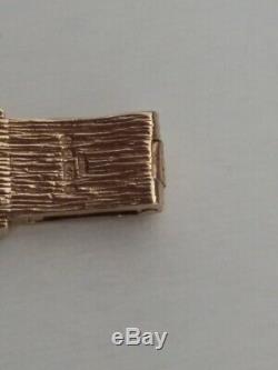 9ct YELLOW GOLD SOLID FLAT TEXTURED CURB BRACELET 15.4g PREOWNED