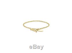 9ct YELLOW Solid GOLD Mini Heart T-Bar Bracelet 7 hallmarked + Box + FREE Gift