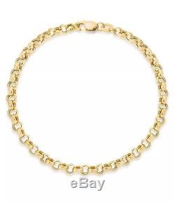 9ct YELLOW Solid GOLD Round Link Bracelet 18cm/7 + Box + FREE Gift
