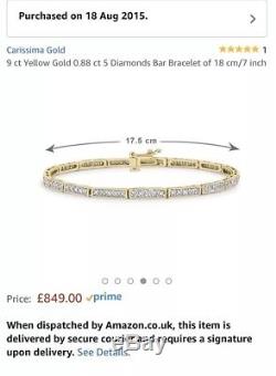 9ct Yellow Gold 0.88 Ct DIAMOND Ladies Tennis Bracelet (hardly Worn) Xmas Gift