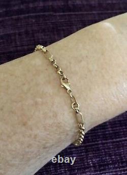 9ct Yellow Gold 11 + 1 Figaro Round Bracelet 19cm Brand New 2.4gr