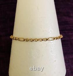 9ct Yellow Gold 11 + 1 Figaro Round Bracelet 19cm Brand New 2.4gr