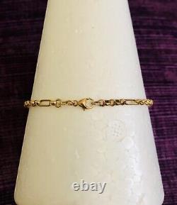 9ct Yellow Gold 11 + 1 Figaro Round Bracelet 19cm Brand New 2.4gr