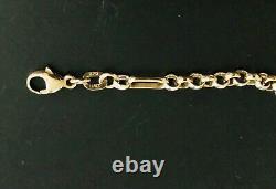 9ct Yellow Gold 11 + 1 Figaro Round Bracelet 19cm Brand New 2.4gr