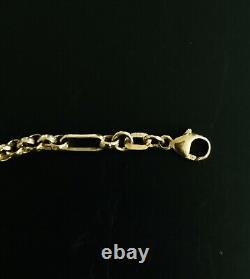 9ct Yellow Gold 11 + 1 Figaro Round Bracelet 19cm Brand New 2.4gr