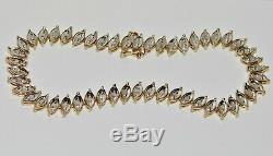 9ct Yellow Gold 1.00ct Diamond Ladies Fancy Tennis Bracelet Solid 9K Gold