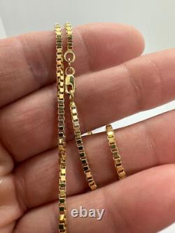 9ct Yellow Gold 2.1mm Box Venetian Link 7.5 / 19cm Bracelet Chain (0585)